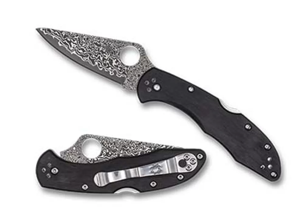 Spyderco Delica® 4 Black Pakkawood Damascus Exclusive* Exclusives