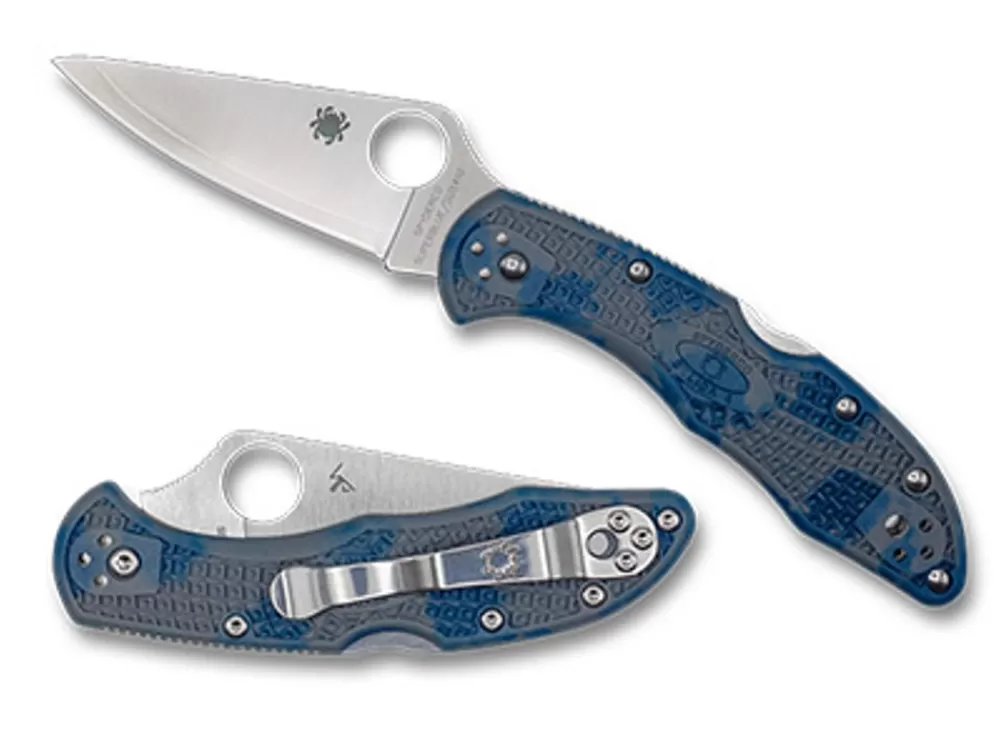 Spyderco Delica® 4 Gray-Blue Zome Super Blue Sprint Run™* Clipit