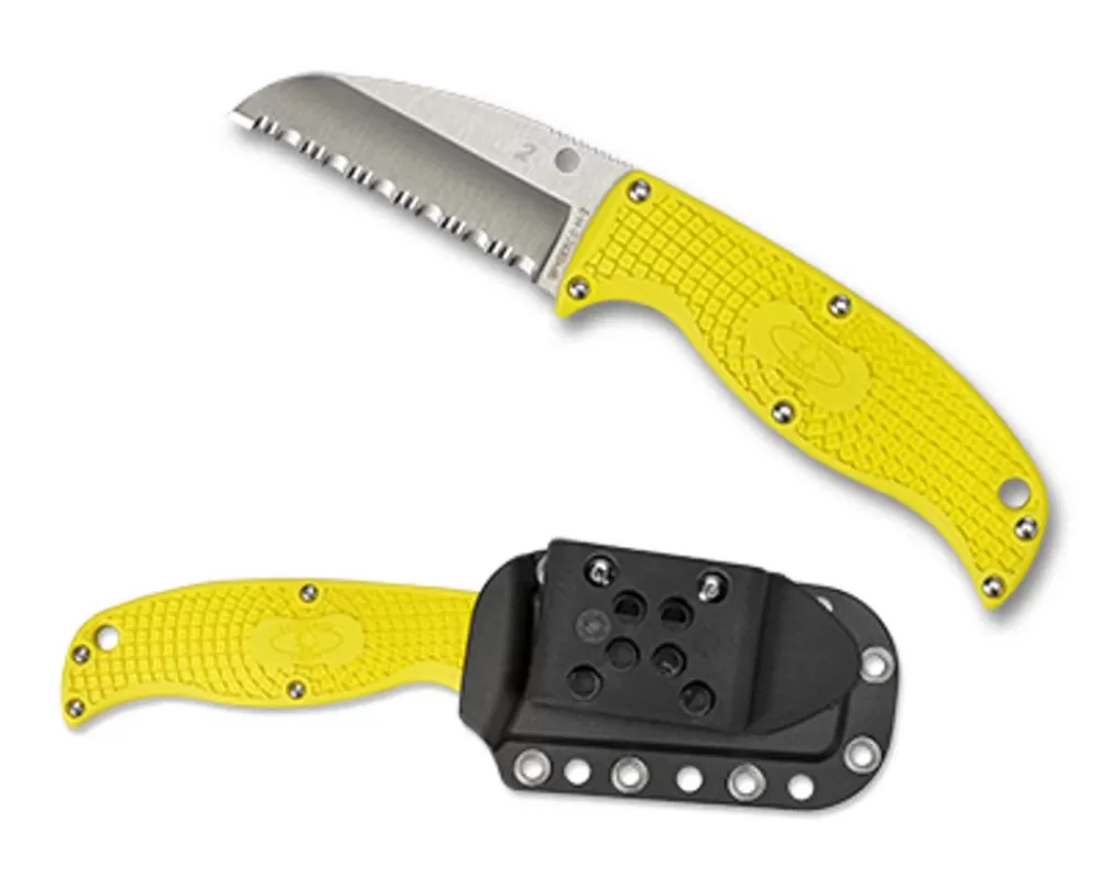 Spyderco Enuff™ Salt® Frn Yellow Sheepfoot* Fixed Blades