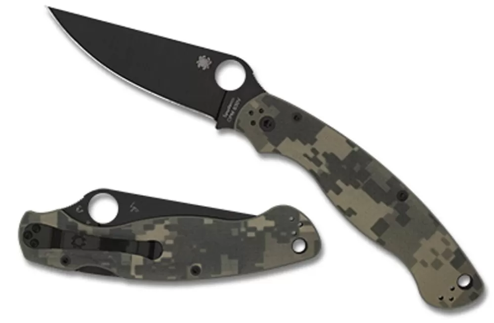 Spyderco Military™ 2 Camo G-10 Black Blade Plainedge* Clipit