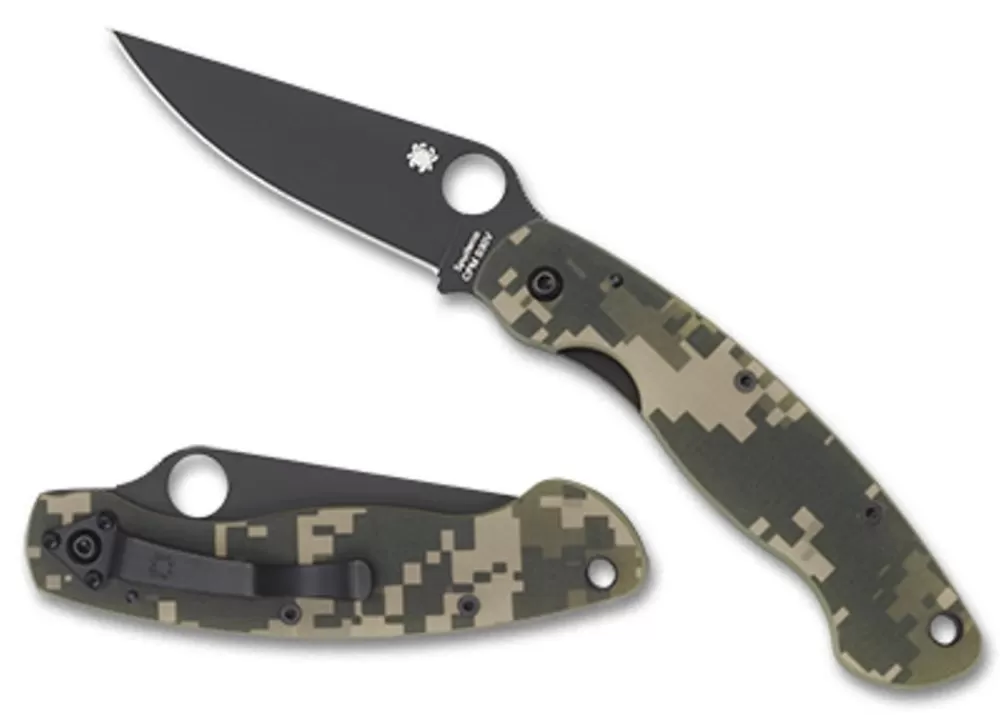 Spyderco Military™ Model G-10 Camo/Black Blade* Clipit