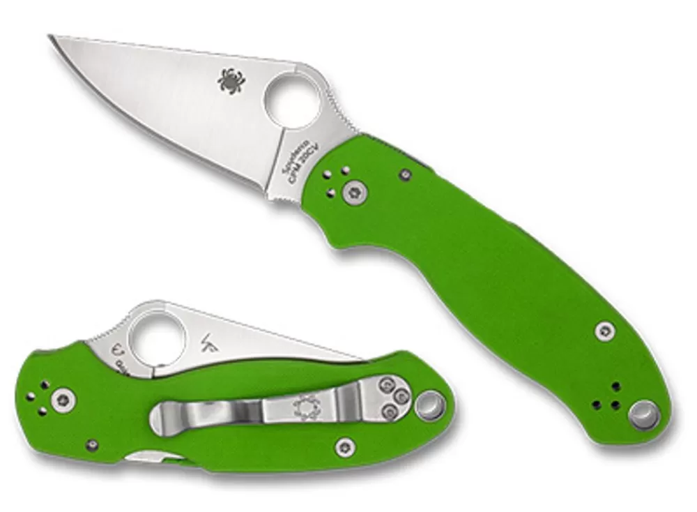 Spyderco Para® 3 Neon Green G-10 Cpm 20Cv Exclusive* Exclusives