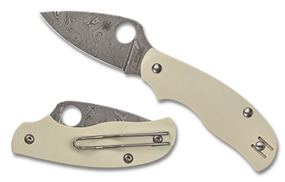 Spyderco Urban™ Ivory G-10 Damasteel Sprint Run™* Non-Locking Folding